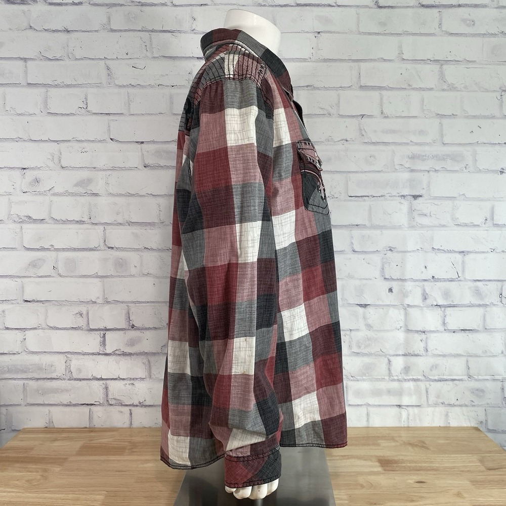 Rock Revival Shirt Men's Size 3XL SLIM Long Sleeve Pearl Snap Plaid Embroidered - Picture 10 of 16